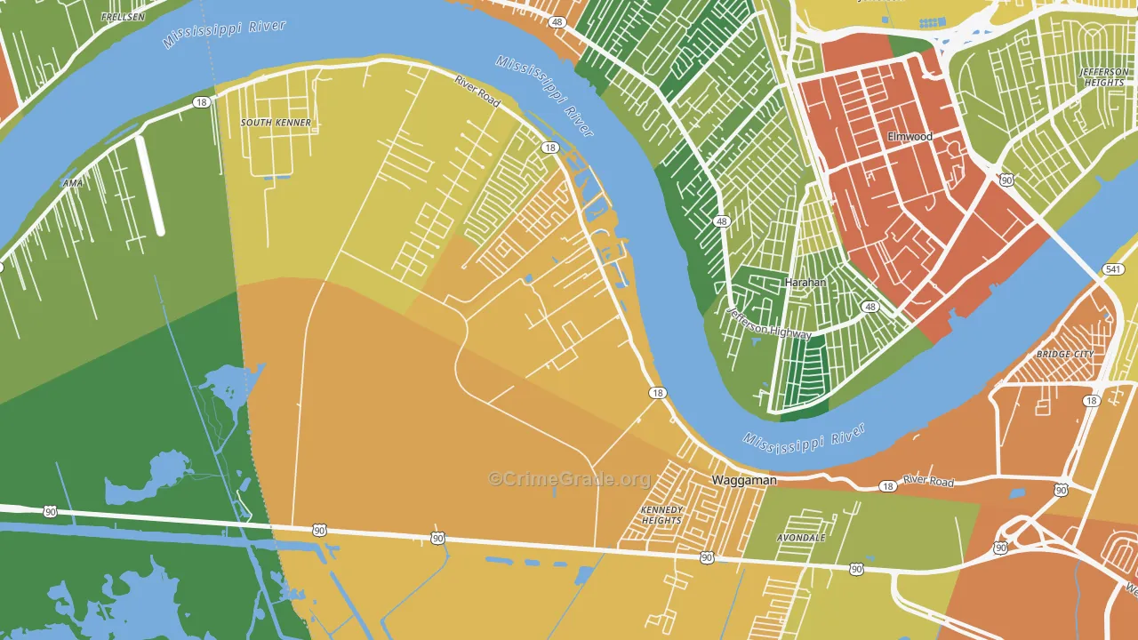 Waggaman, LA Map of Assault Rates
