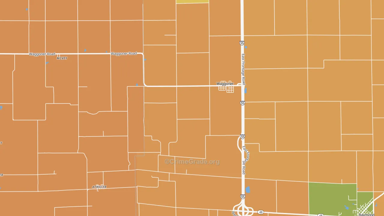 Waggoner, IL Map of Assault Rates