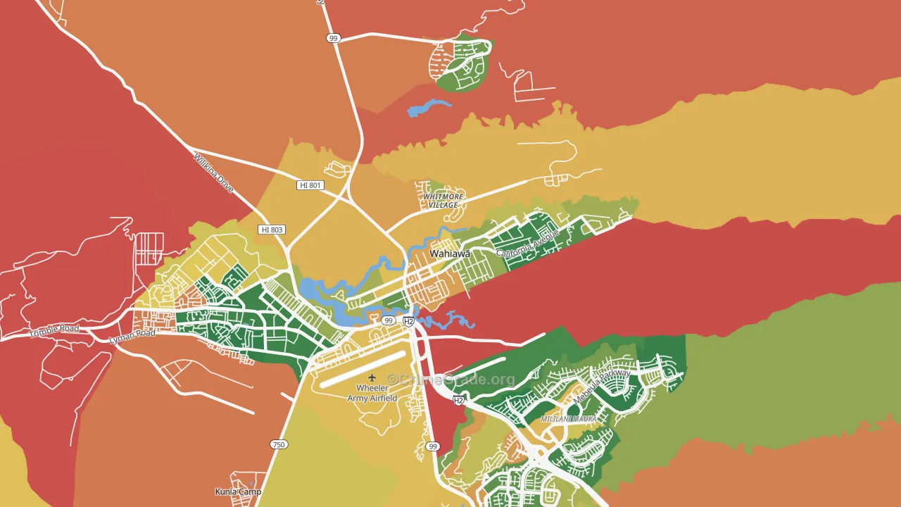 Wahiawa, HI Map of Assault Rates