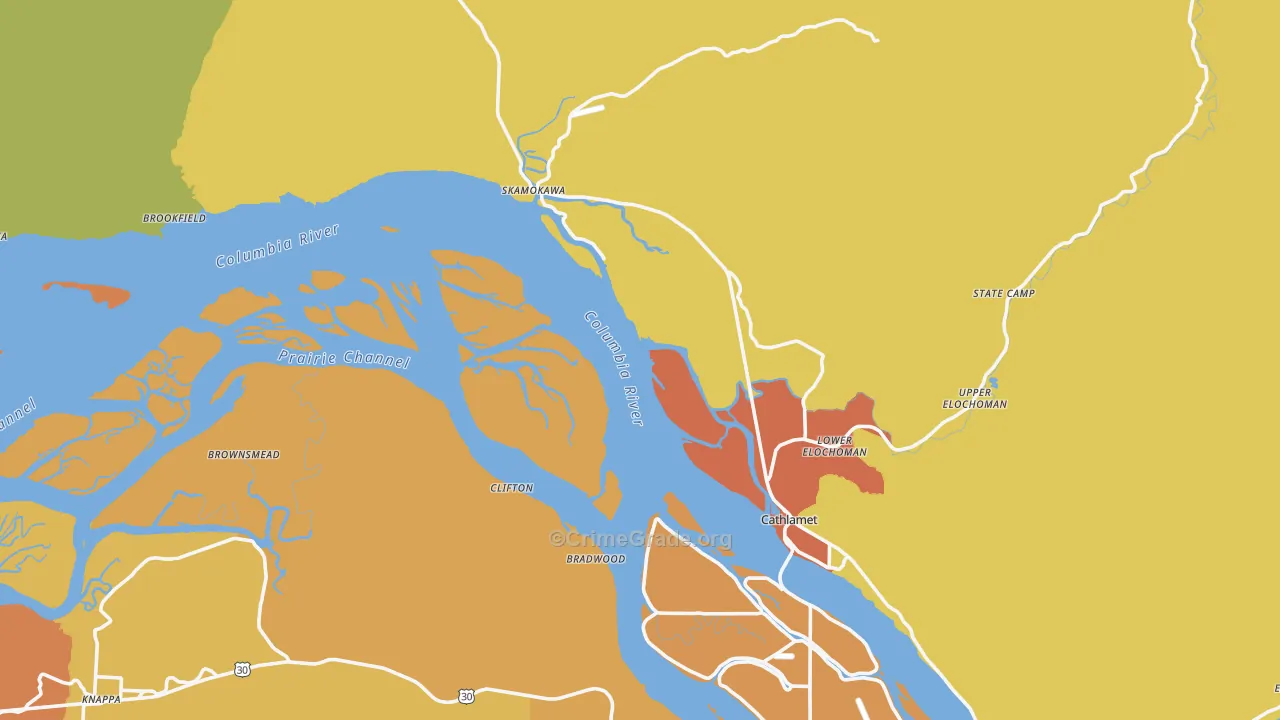 Wahkiakum County, WA Map of Assault Rates