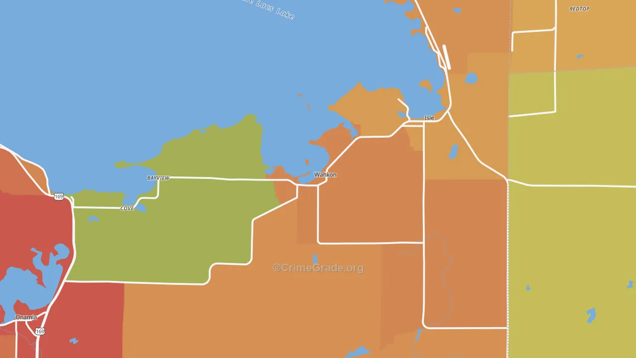Wahkon, MN Map of Assault Rates