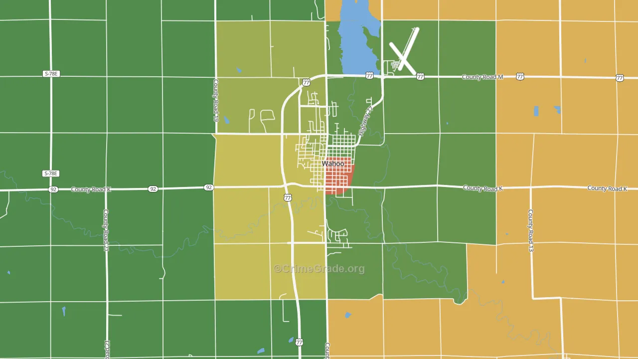 Wahoo, NE Map of Assault Rates