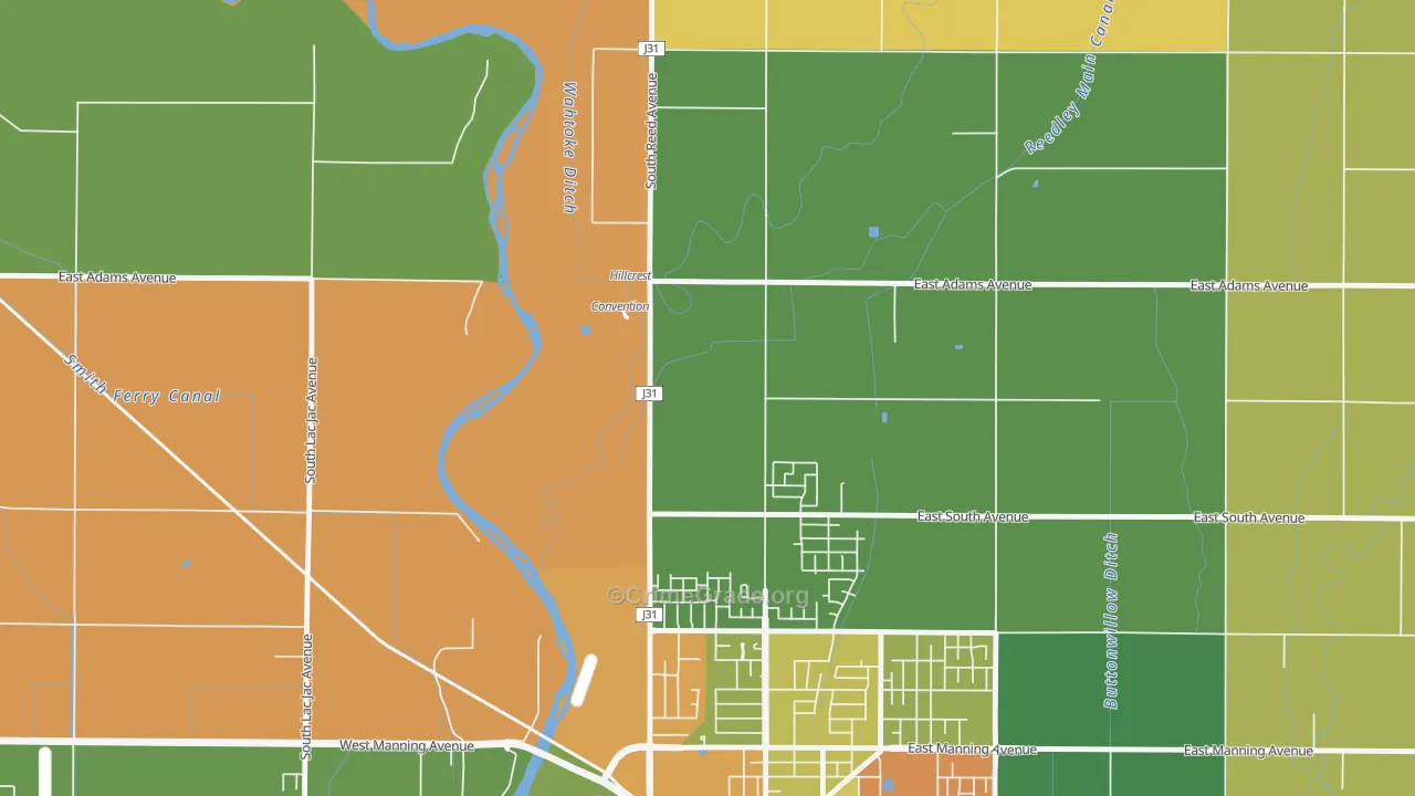 Wahtoke, CA Map of Assault Rates