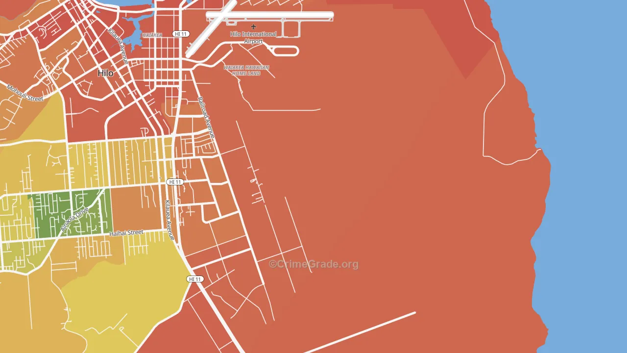 Waiakea, HI Map of Assault Rates