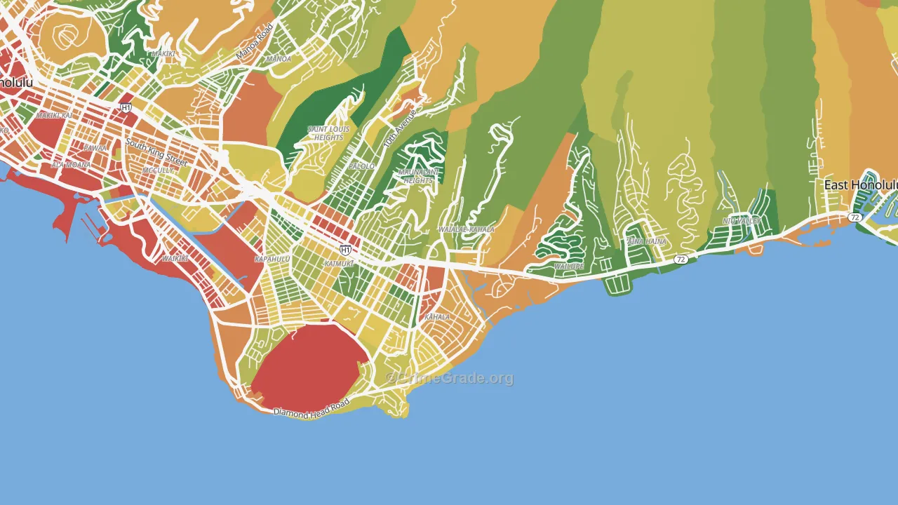 Waialae-Kahala, Honolulu, HI Map of Assault Rates