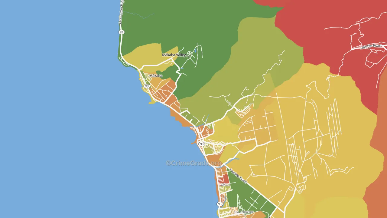 Waianae, HI Map of Assault Rates