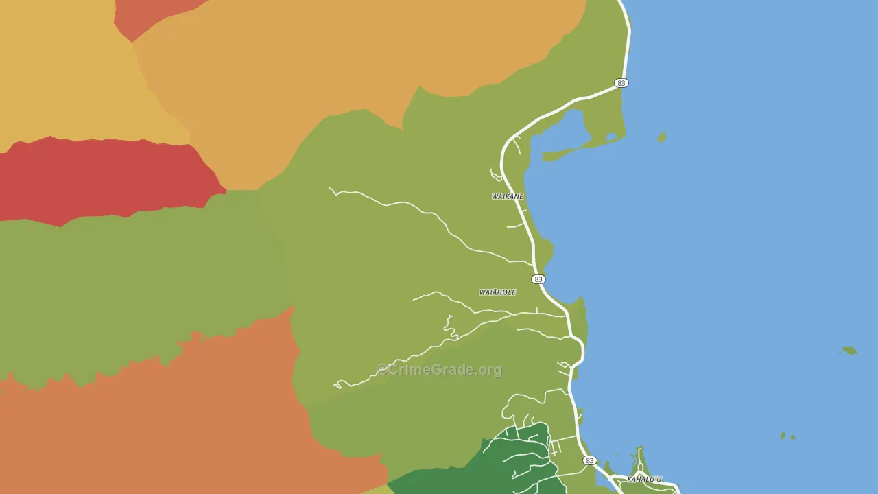 Waikane, HI Map of Assault Rates