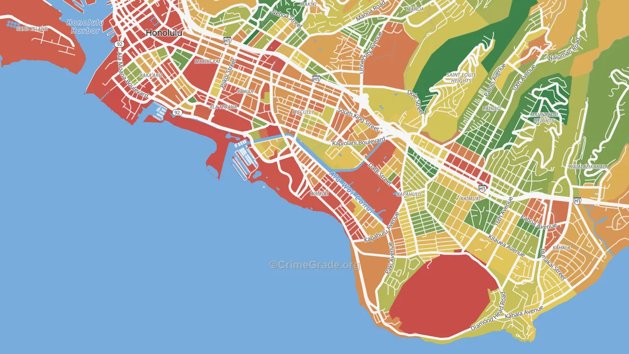 Waikiki, Honolulu, HI Map of Assault Rates