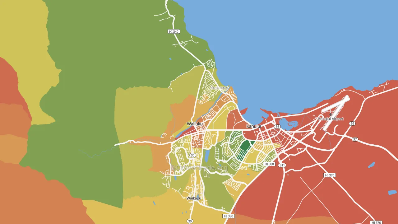 Wailuku, HI Map of Assault Rates