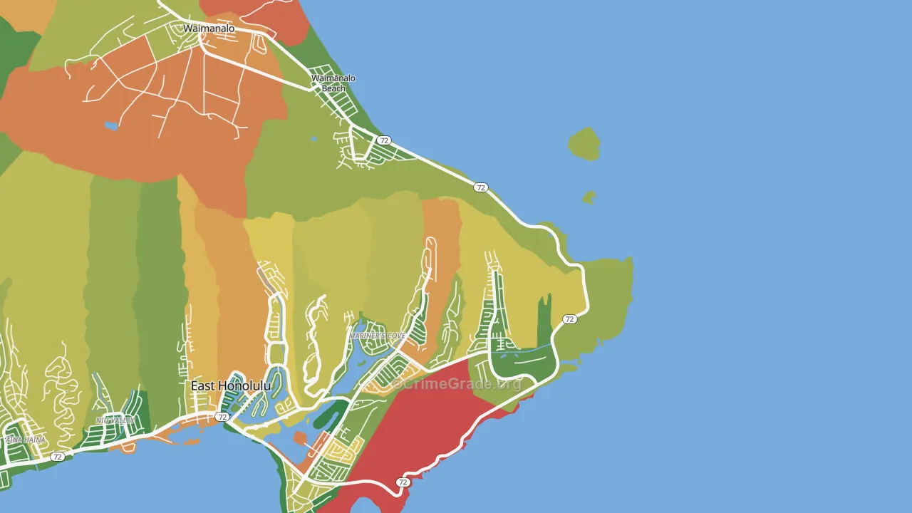 Waimanalo Beach, HI Map of Assault Rates