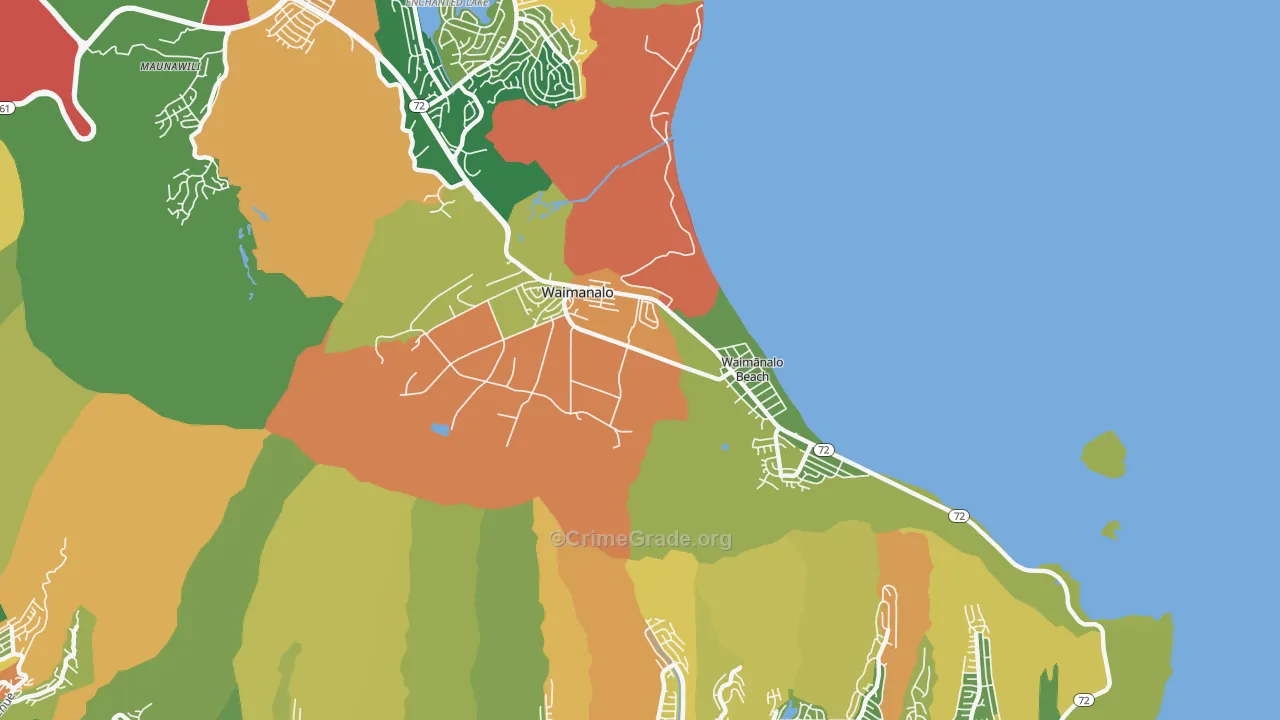 Waimanalo, HI Map of Assault Rates
