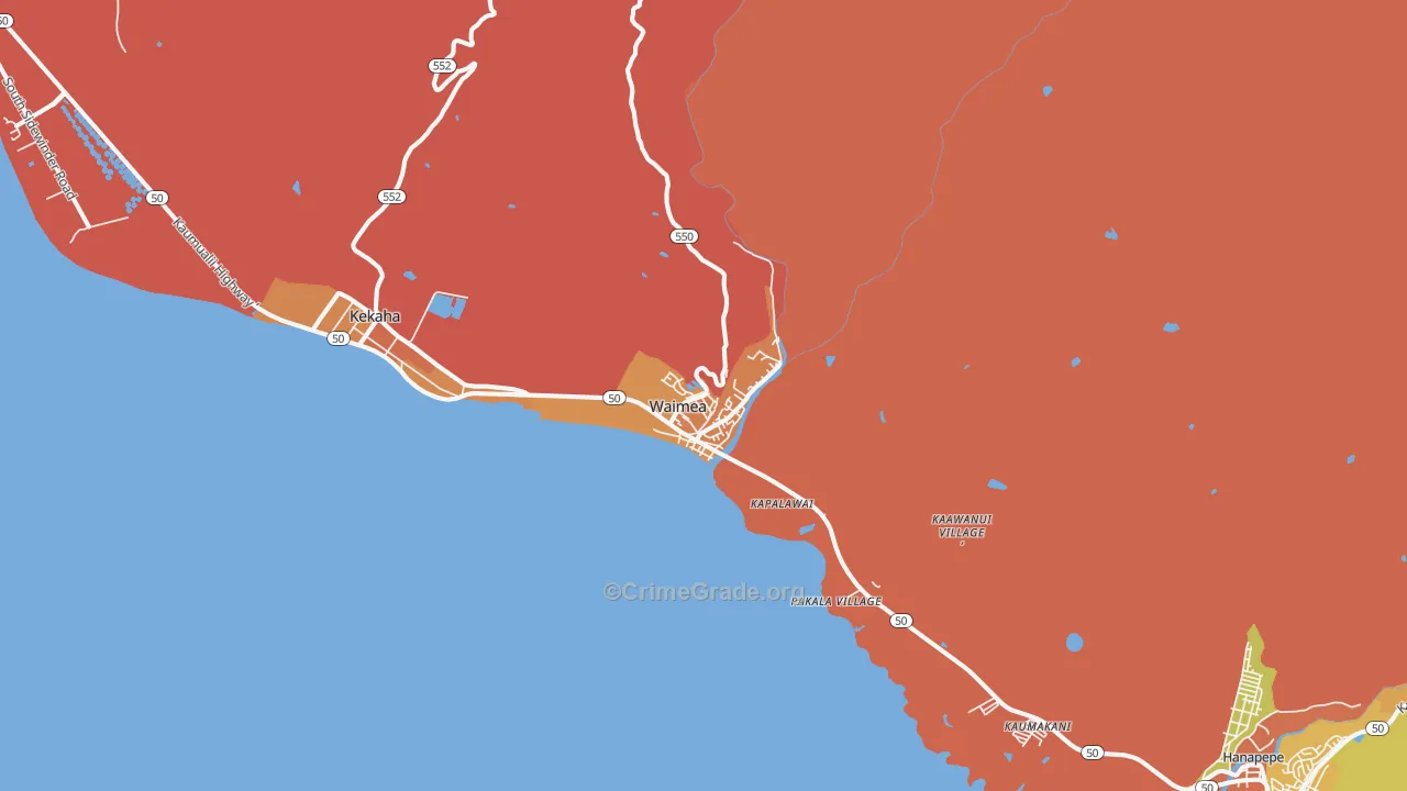 Waimea Kauai, HI Map of Assault Rates