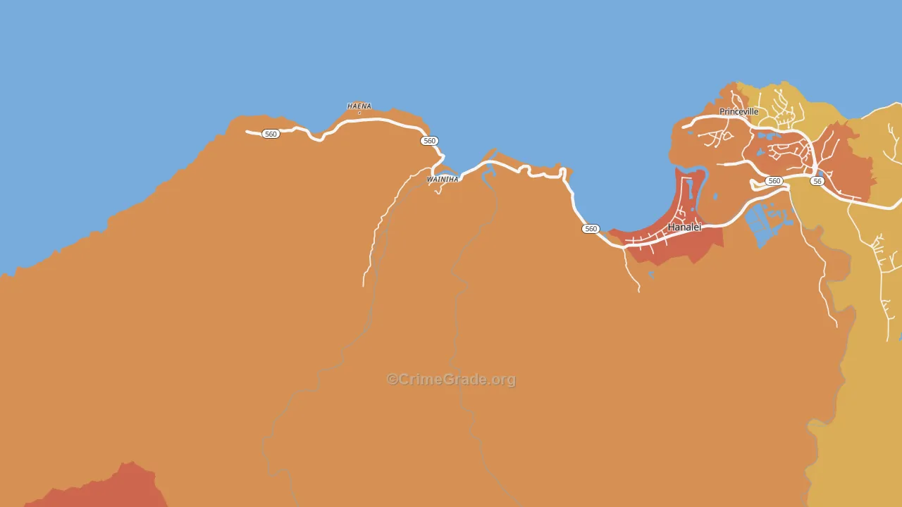 Wainiha, HI Map of Assault Rates