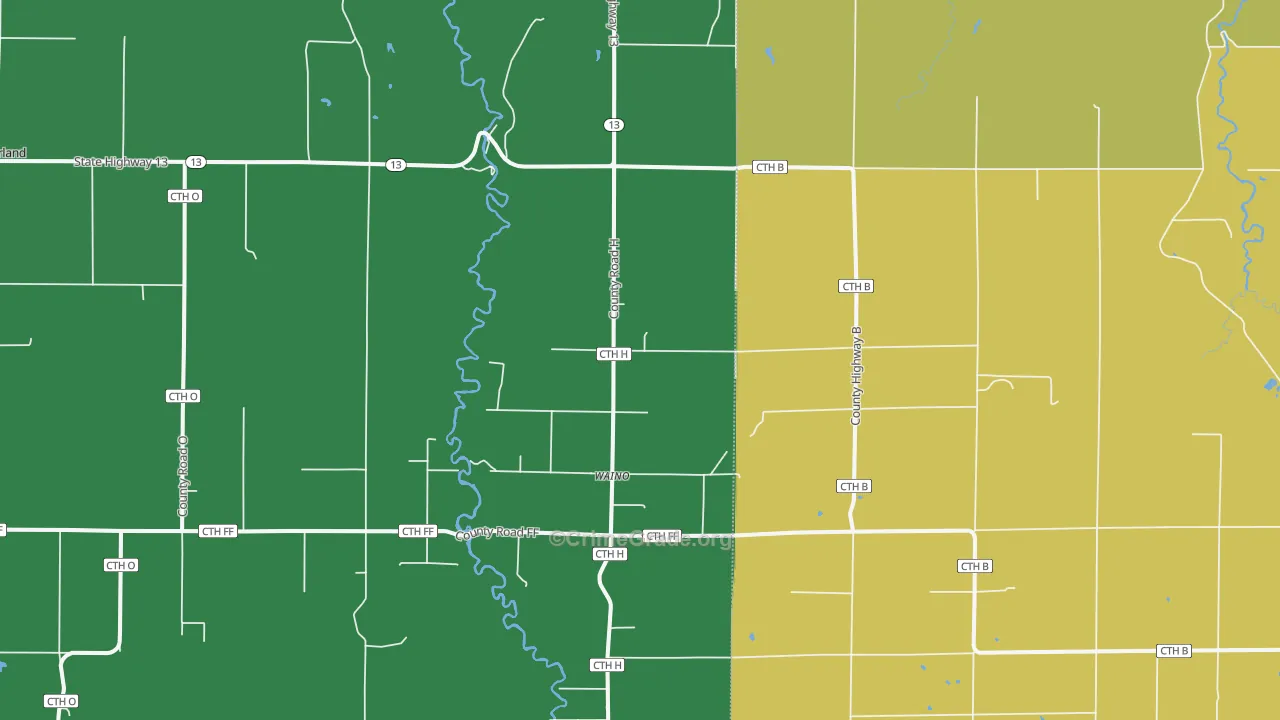 Waino, WI Map of Assault Rates