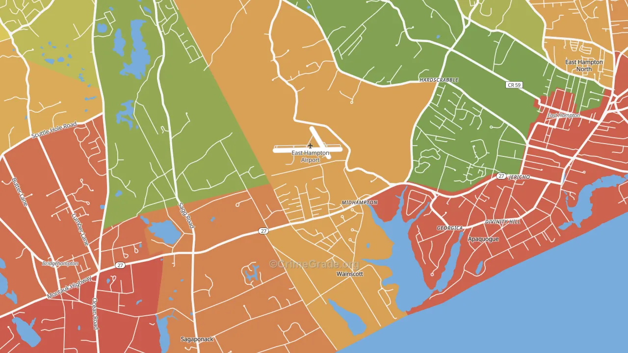 Wainscott, NY Map of Assault Rates