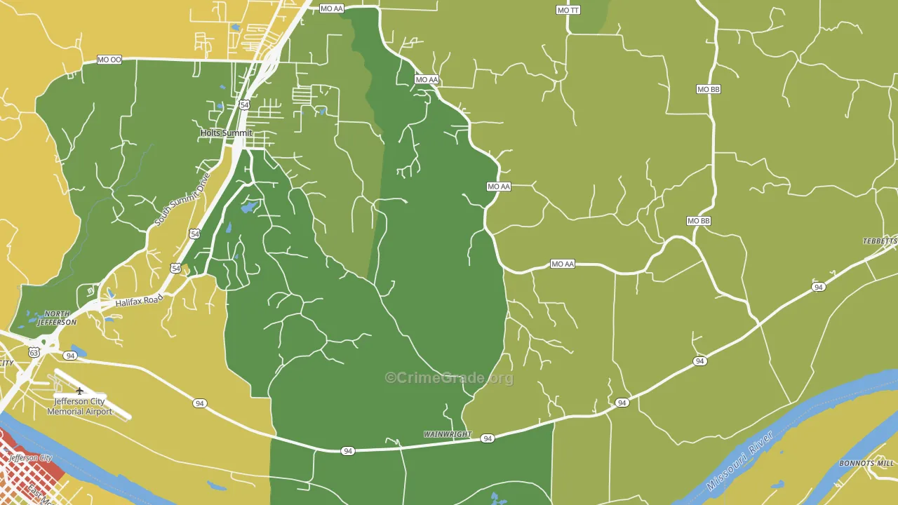 Wainwright, MO Map of Assault Rates