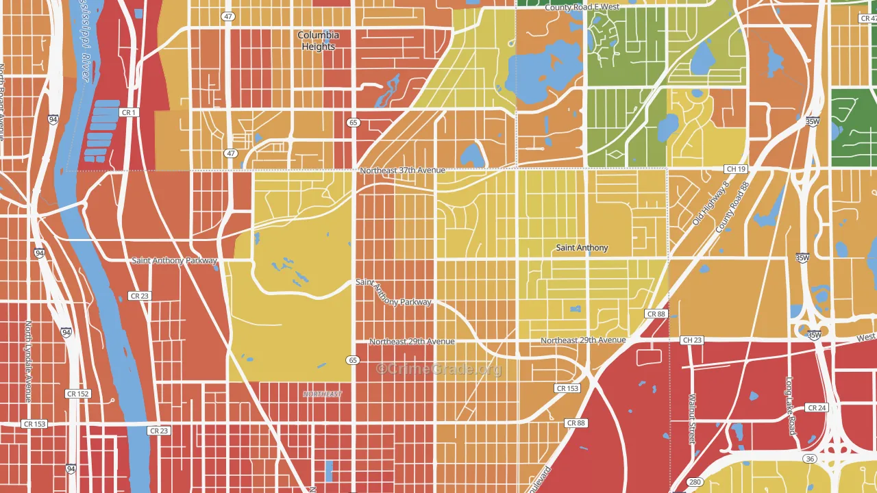 Waite Park, Minneapolis, MN Map of Assault Rates