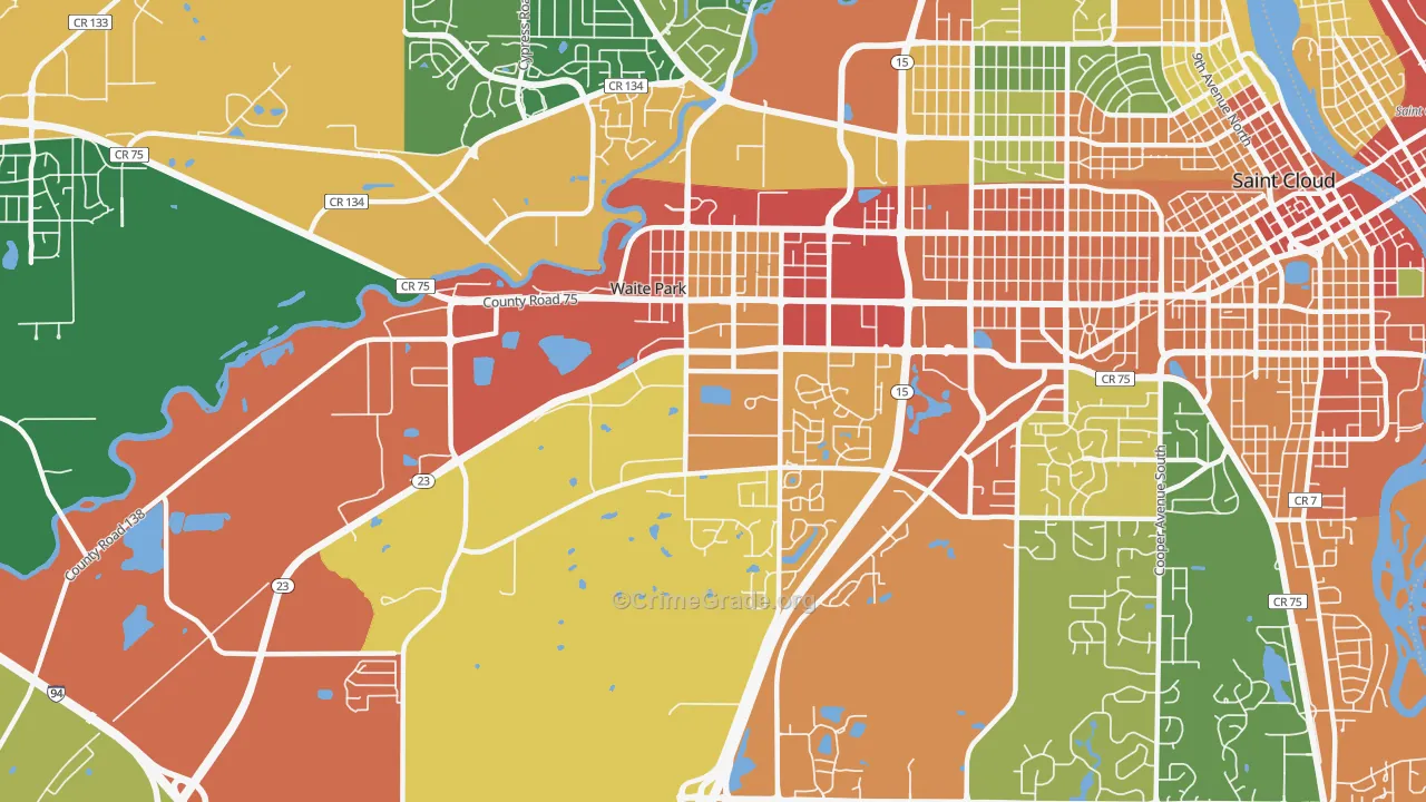 Waite Park, MN Map of Assault Rates