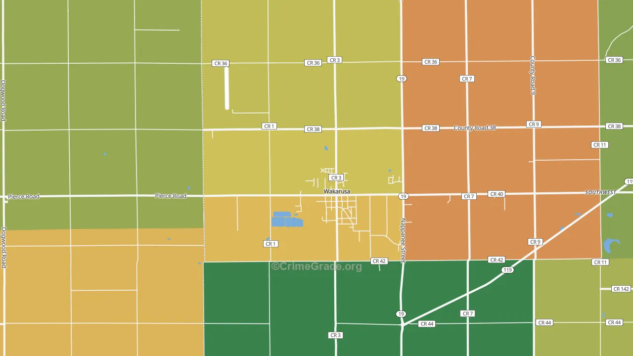 Wakarusa, IN Map of Assault Rates