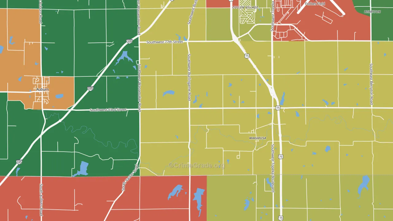 Wakarusa, KS Map of Assault Rates