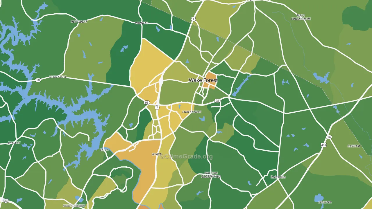 Wake Forest, NC Map of Assault Rates