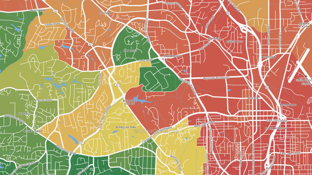 Wake Forest University, Winston-Salem, NC Map of Assault Rates