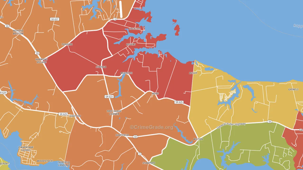 Wake, VA Map of Assault Rates