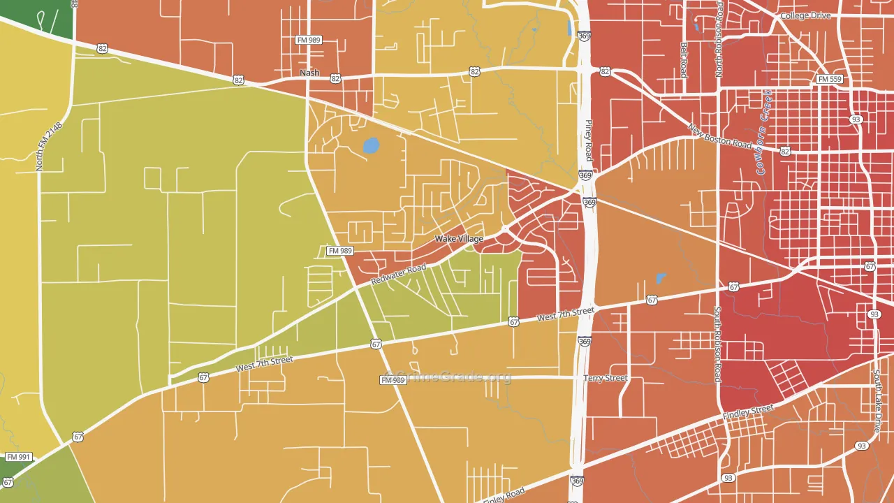Wake Village, TX Map of Assault Rates