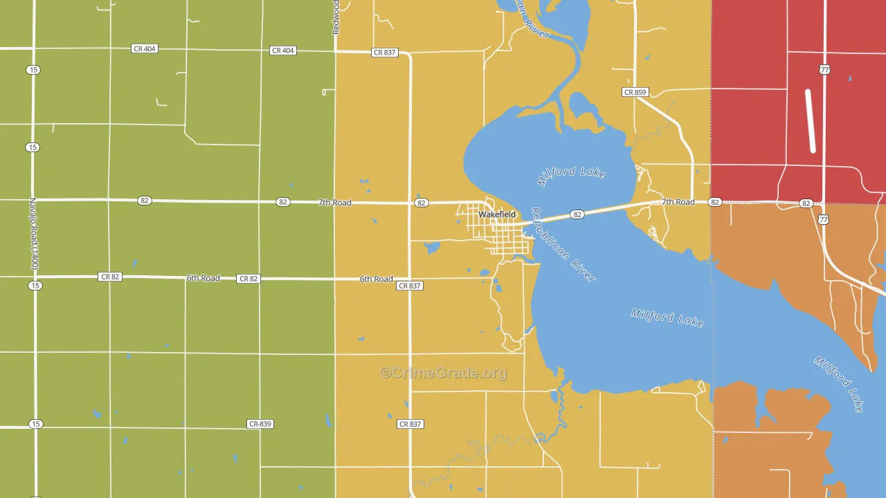 Wakefield, KS Map of Assault Rates