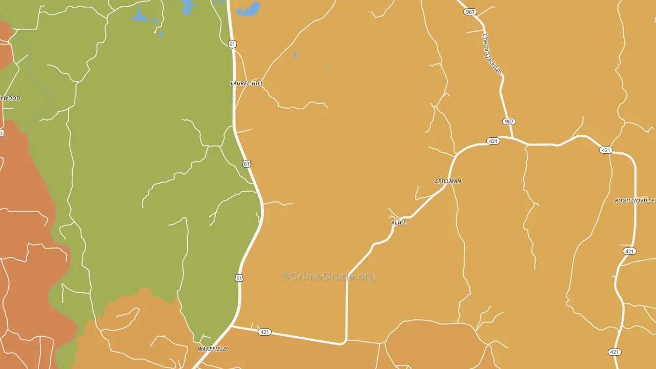 Wakefield, LA Map of Assault Rates