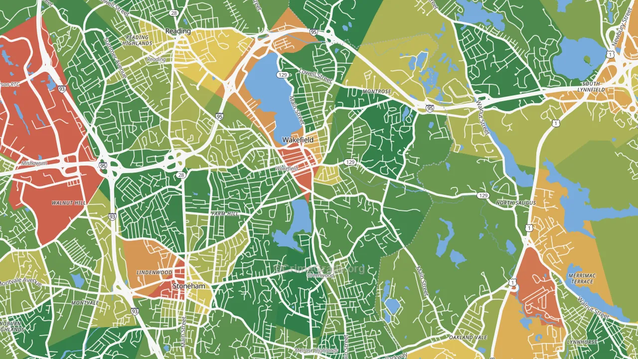 Wakefield, MA Map of Assault Rates