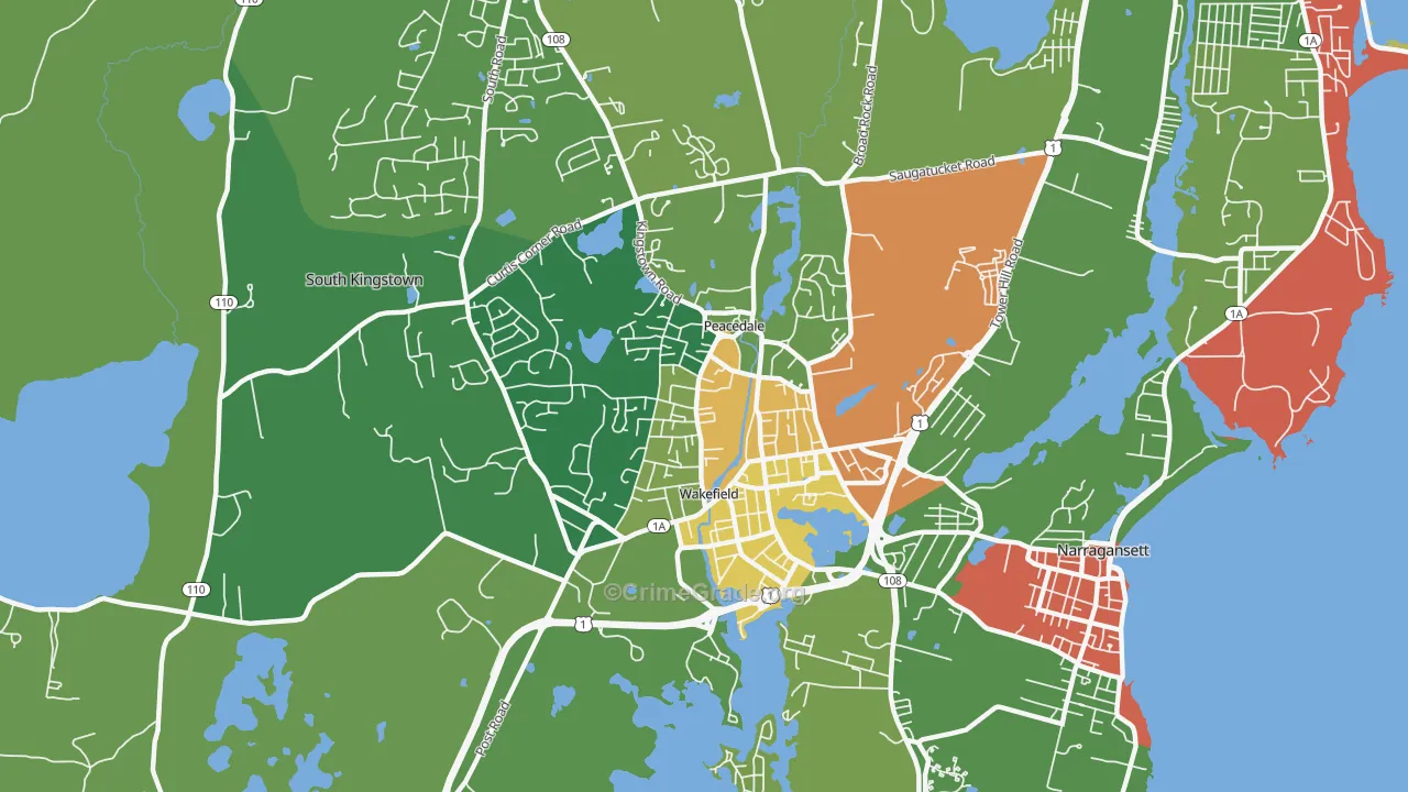Wakefield-Peacedale, RI Map of Assault Rates