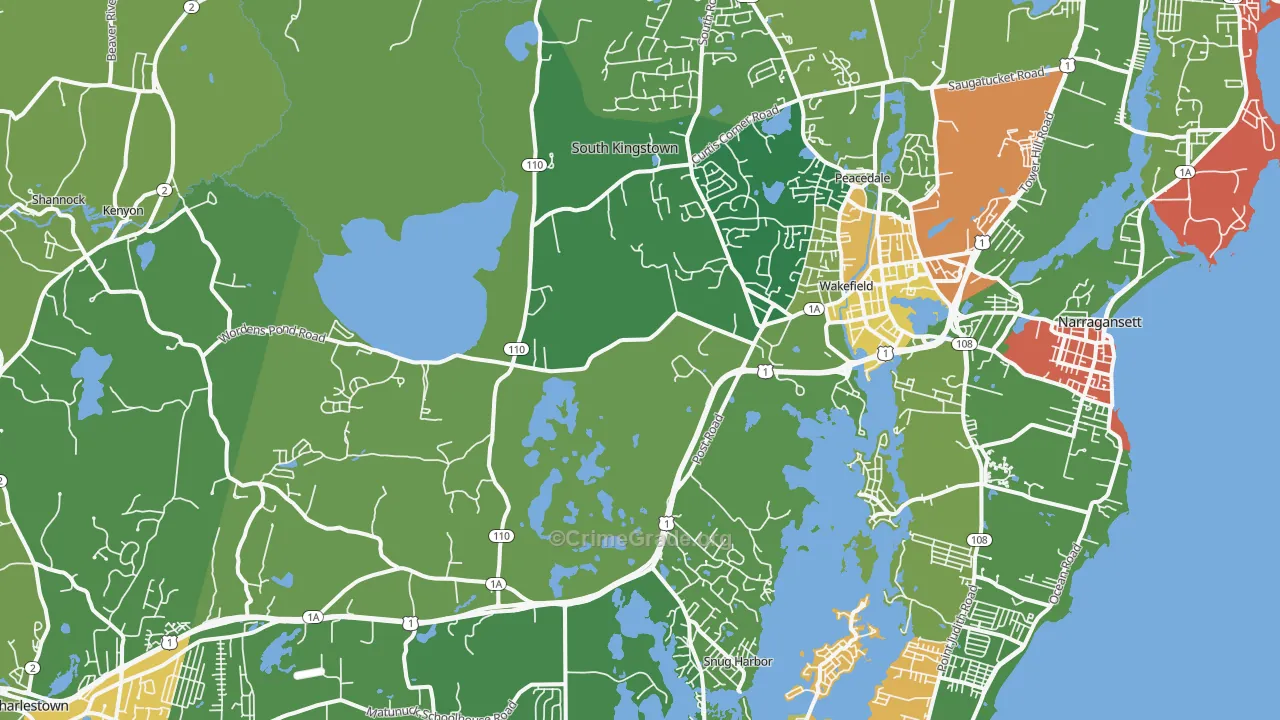 Wakefield, RI Map of Assault Rates