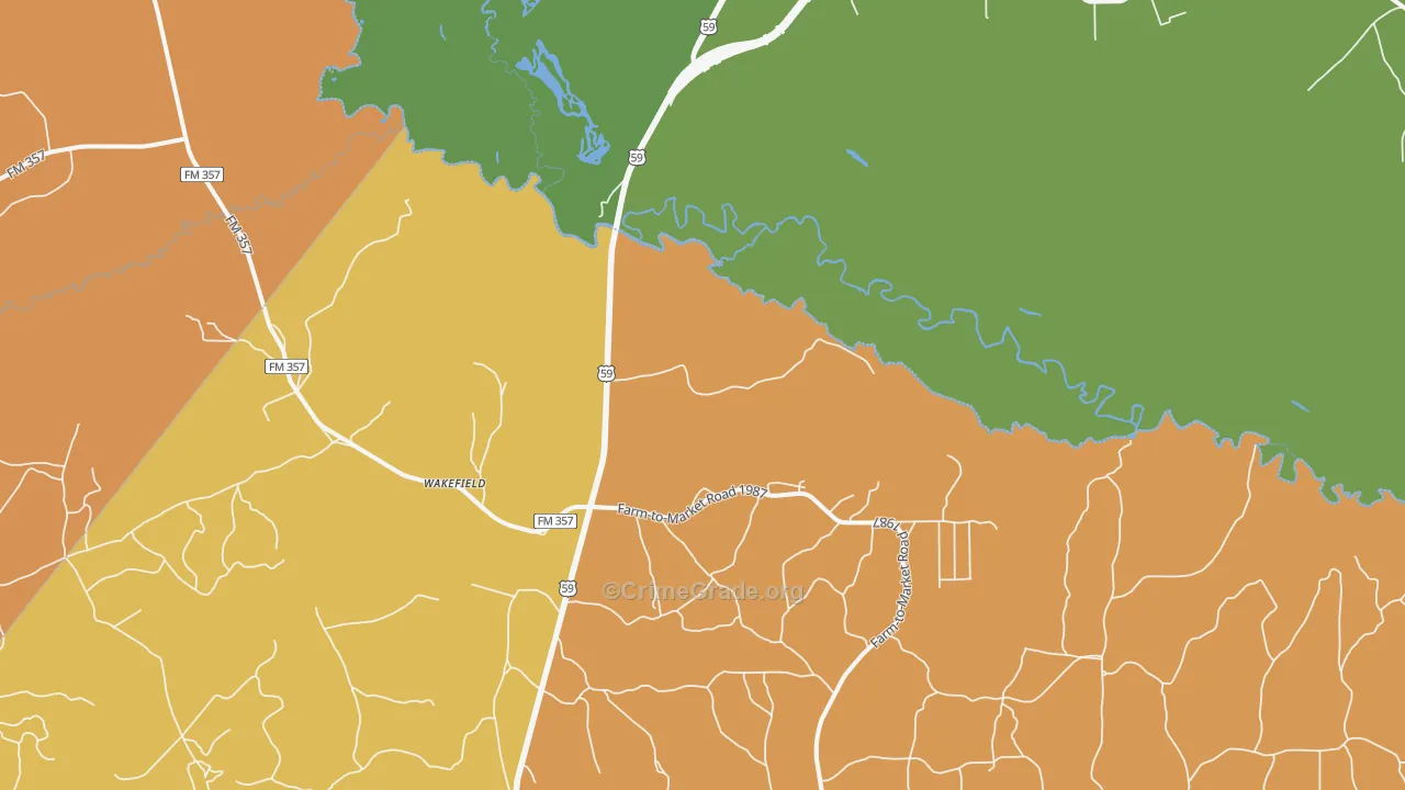 Wakefield, TX Map of Assault Rates