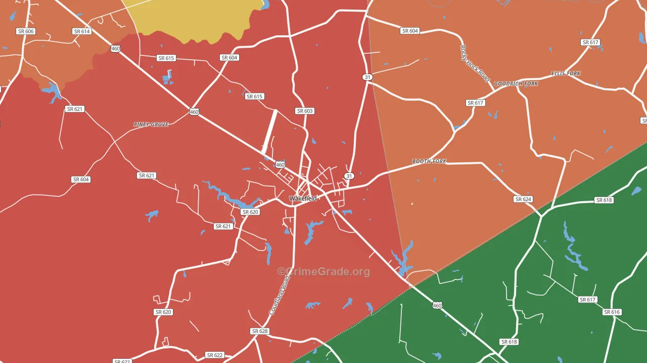 Wakefield, VA Map of Assault Rates