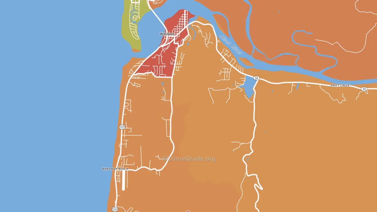 Wakonda Beach, OR Map of Assault Rates