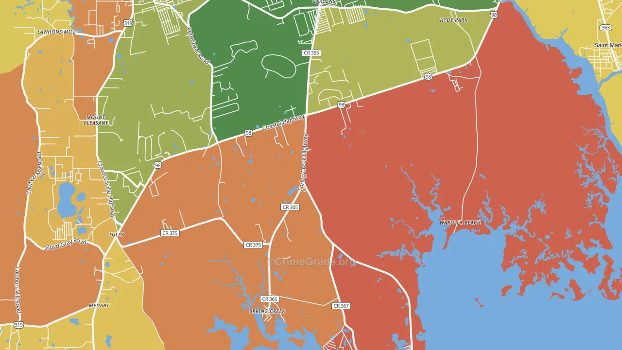 Wakulla Beach, FL Map of Assault Rates