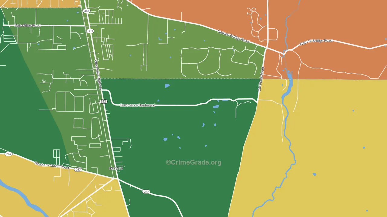 Wakulla, FL Map of Assault Rates