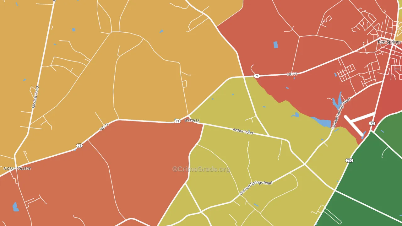 Wakulla, NC Map of Assault Rates