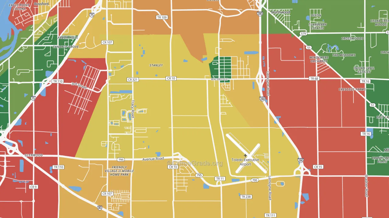 Walbridge, OH Map of Assault Rates