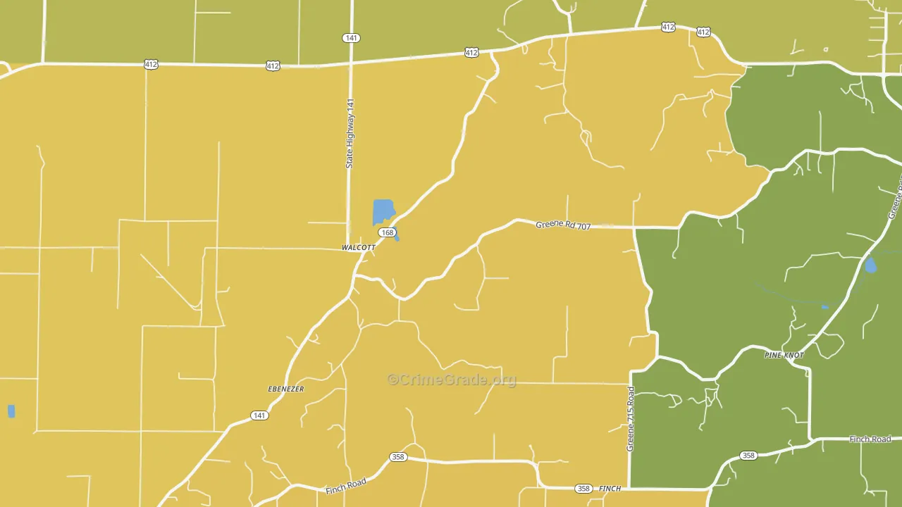 Walcott, AR Map of Assault Rates