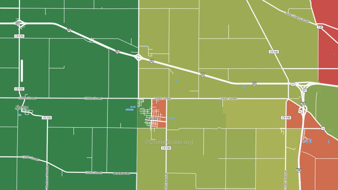 Walcott, IA Map of Assault Rates
