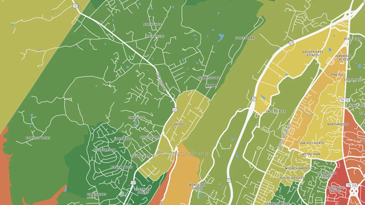 Walden, TN Map of Assault Rates