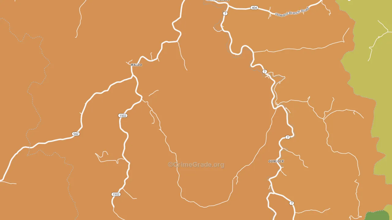 Waldo, KY Map of Assault Rates