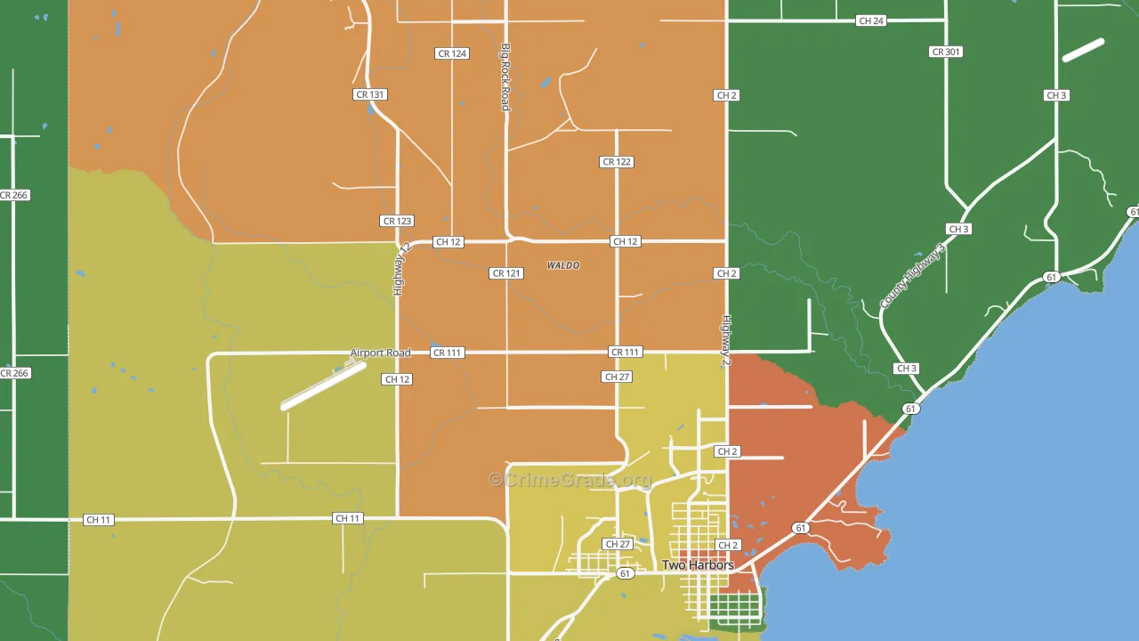 Waldo, MN Map of Assault Rates