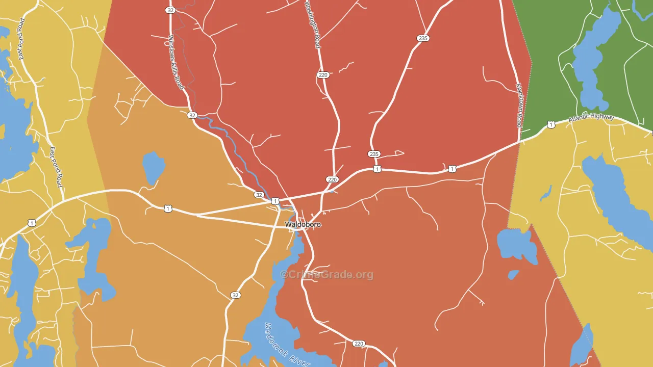 Waldoboro, ME Map of Assault Rates
