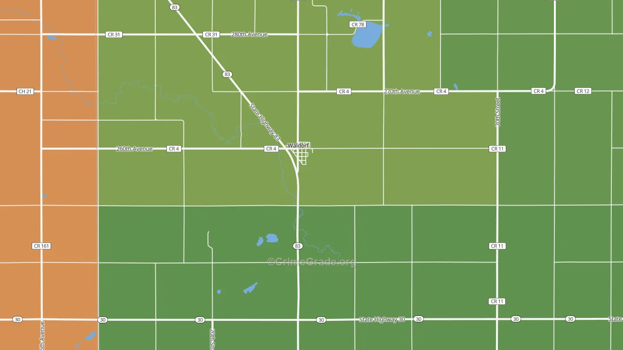 Waldorf, MN Map of Assault Rates