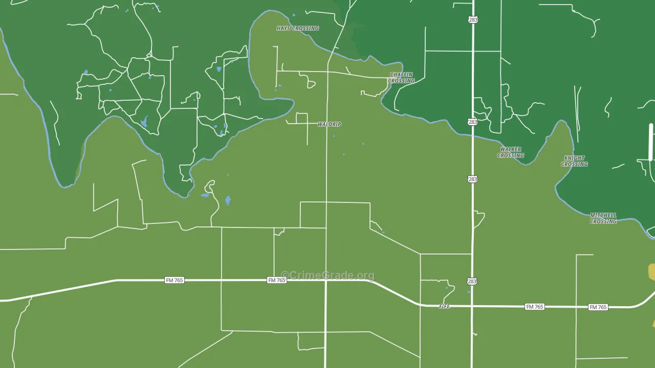 Waldrip, TX Map of Assault Rates