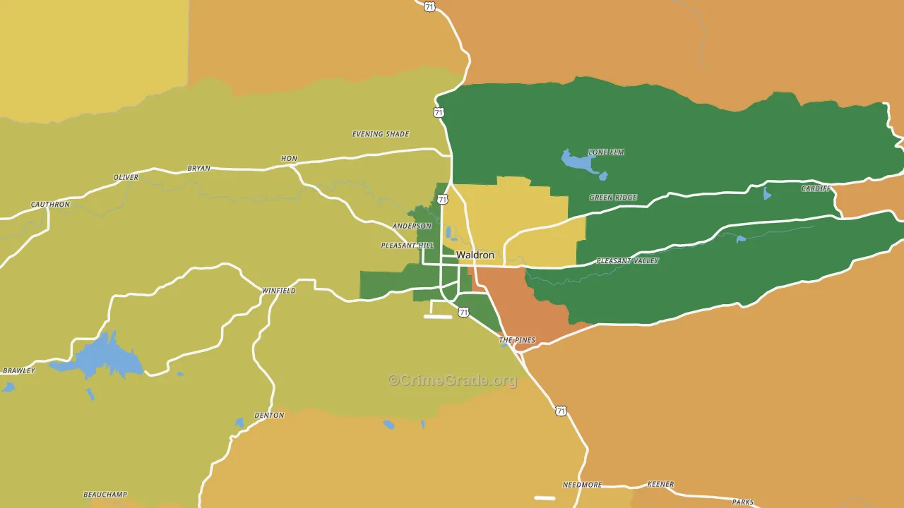 Waldron, AR Map of Assault Rates