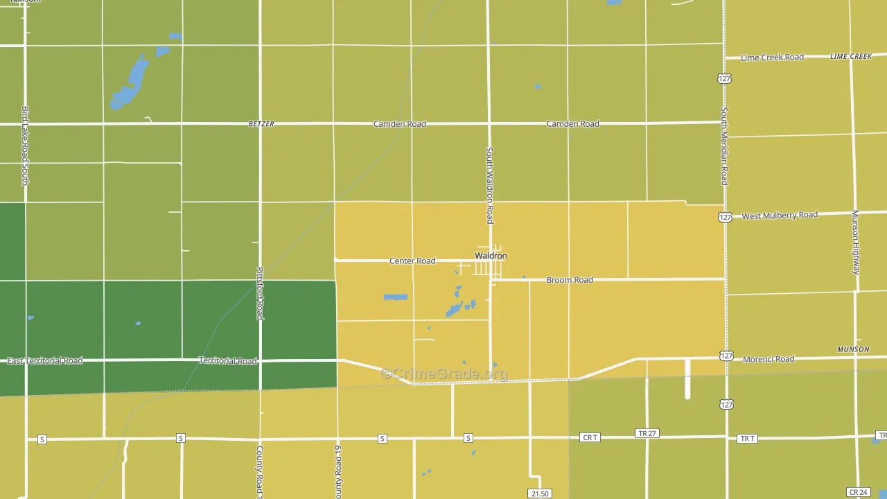 Waldron, MI Map of Assault Rates